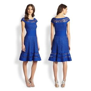 Tadashi Shoji Blouson Dress Royal Blue Knee Length Size 10P